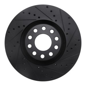 Audi S6 Brake Rotor (1) - Front Right - R1 Concepts - Drilled & Slotted - Black - `99-`04